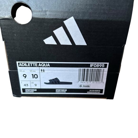 NWB Adidas Adilette Aqua Slides Sandals Men’s 9 Women’s 10 Dark Blue Comfort - Picture 5 of 5